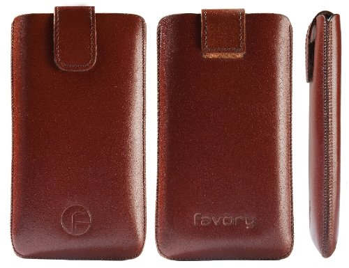 Original Favory Leder Etui Tasche Für Nokia 108 Dual SIM – Braun Handytasche Mit Lasche