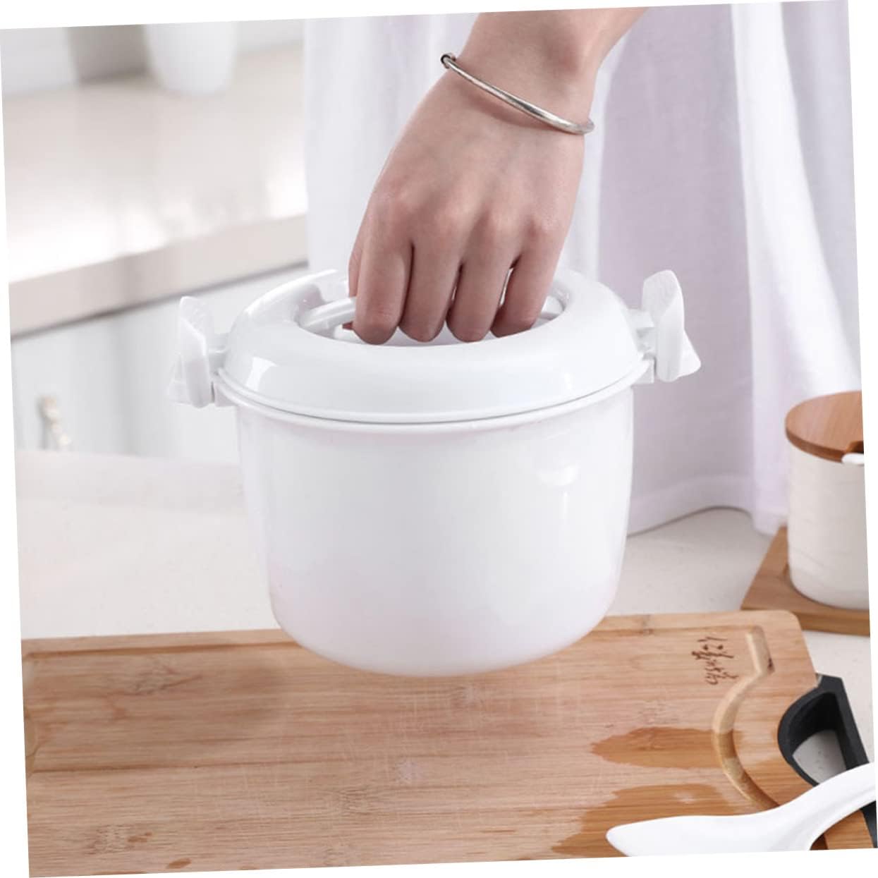 BESTOYARD 2sets Microwave Rice Cooker Compact Microwave Rice Maker Food-grade Convenient for Steaming Porridge for Home Office Dorm Use