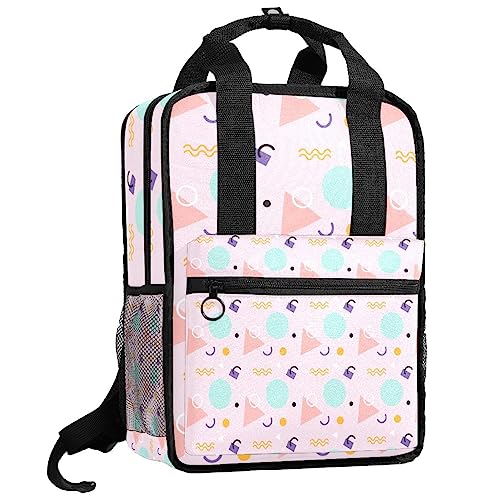 Sac à dos garçon avec bretelles réglables et grand compartiment rose clair multicolore