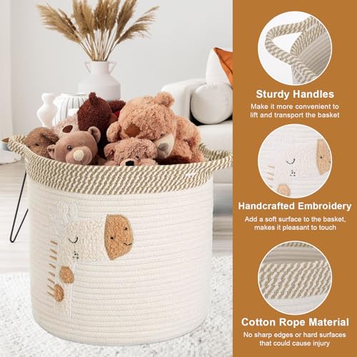 Aufbewahrungskorb Wickeltisch Korb Kinderzimmer Aufbewahrung Körbe mit Griffen, Aufbewahrungskorb Kinder aus Baumwolle für Babyzimmer Spielzeug-Organizer, Regal Bad Organizer