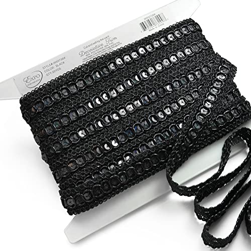 Trims By The Yard Trish Sequin Metallic Braid Black | (5 Yard Cut) Trim #TOP2
