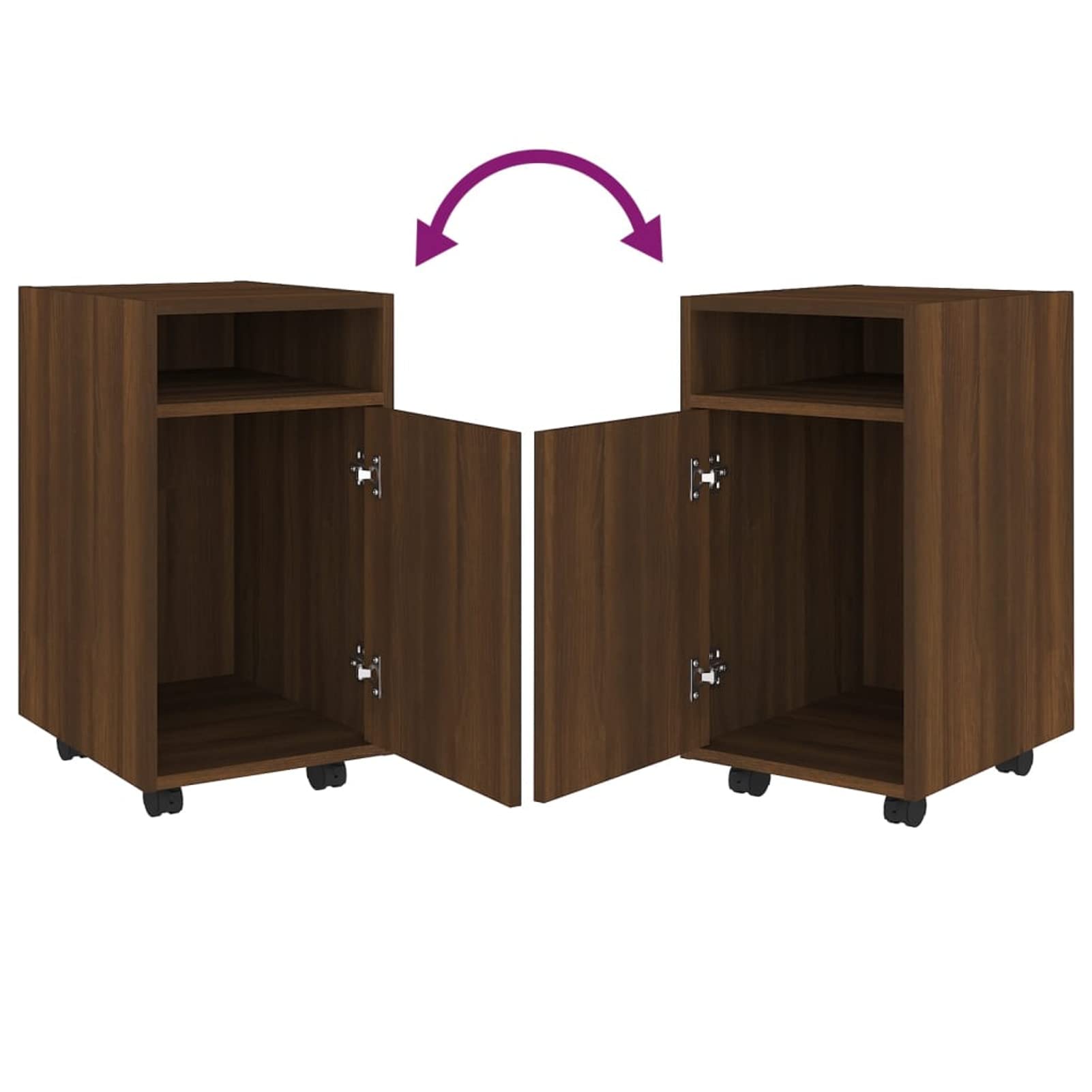 Beistellschrank mit Rollen Aktenschrank Schreibtischcontainer Bürocontainer Büroschrank Schrank Büro Rollschrank Sideboard-Schrank Wohnzimmer Braun Eiche 33x38x60cm Holzwerkstoff
