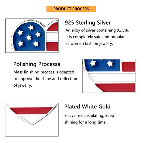 American Flag Earrings For Women 925 Sterling Silver 4Th Of July Stud Earrings Red White And Blue Heart Usa Flag Fourth Of July Independence Day Gifts For Women Girls Teens #TOP3