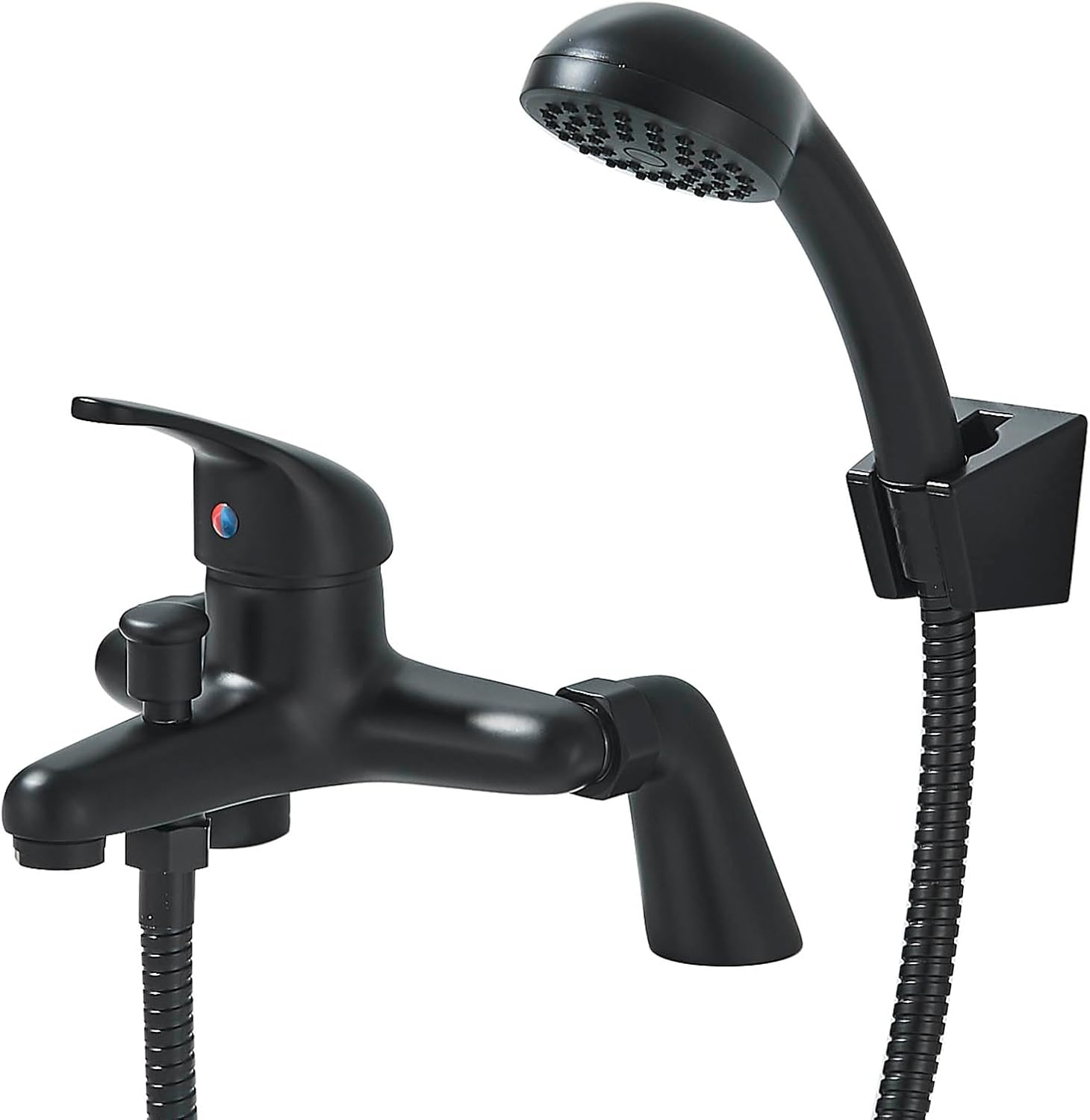 Bathroom Sink Taps Black with Shower Head, Modern Bath Tap with Shower Kit, Single Lever Monobloc Bathroom Shower Mixer Taps