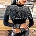 AITU Stickers Muraux T-Shirt À Manches Longues,Mode Dames Brillant Diamant Blouses pour Femmes Élasticité Sexy À Manches Longues Slim Party Tops Printemps Chemise Pull Discothèque Style Noir, L