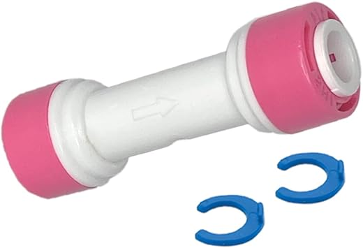 1/4" Check Valve, RO Water Tube Fitting, Back Flow Prevention, Inline Straight Union. Quick-Connect Check Valve, for RO Water Systems, and Water Purifiers