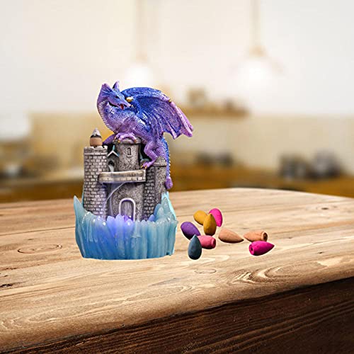 Prettyia Queimador de Incenso de Dragão, Cascata, Cone de Refluxo, Incensário, Decoração para Casa,