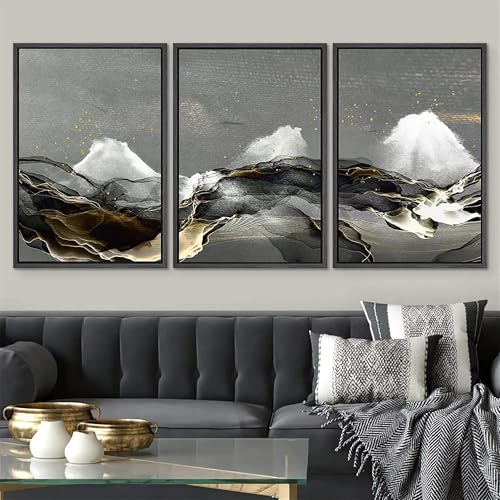 Peinture moderne abstraite minimaliste triptyque géométrique 70x100
