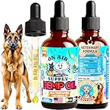 Hemp Oil for Dogs - 2FL/60ML Assists Dogs with Anxiety, Pain, Stress, Sleep, Arthritis, Seizure Relief - Supports Joint Health - Soothing Treats - Made in USA