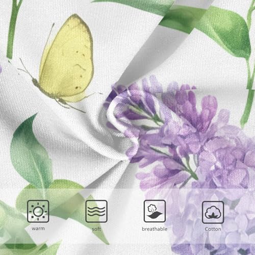 Watercolor Purple Lilac Flowers White Little Girl Panties Toddler Girls Underwear Cotton Animal Undies Kids Briefs 2t3