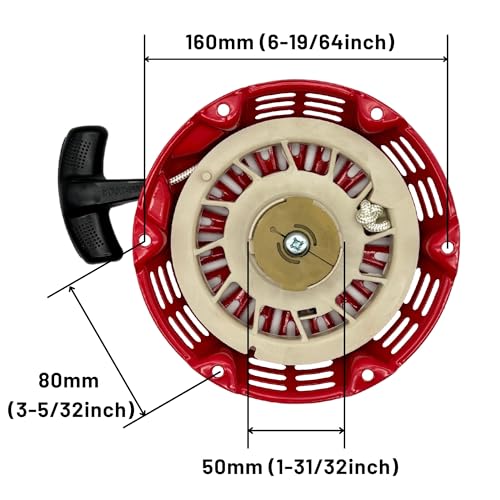 YGQ GX160 168f Seilzugstarter Rückspulstarter Zugstart-Baugruppe mit Zugseil für Honda GX120 GX160 GX200 5,5ps 6,5 ps28400-ZH8-013ZA 28400-ZH8-013YA, Oregon 31-052