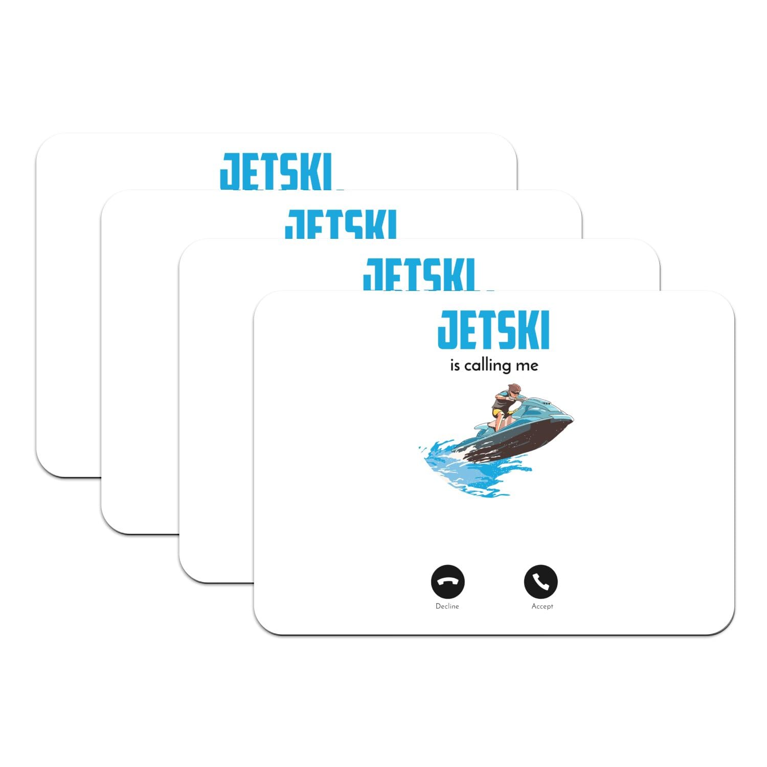 Sets de table Jetski Is Calling Me en caoutchouc blanc grand format de 4 pièces