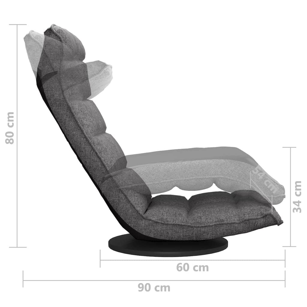 Sedia girevole da pavimento in tessuto grigio chiaro, regolabile, imbottita, pieghevole, ergonomica, per meditazione, gaming, soggiorno, camera da letto, yoga, accessorio per seduta