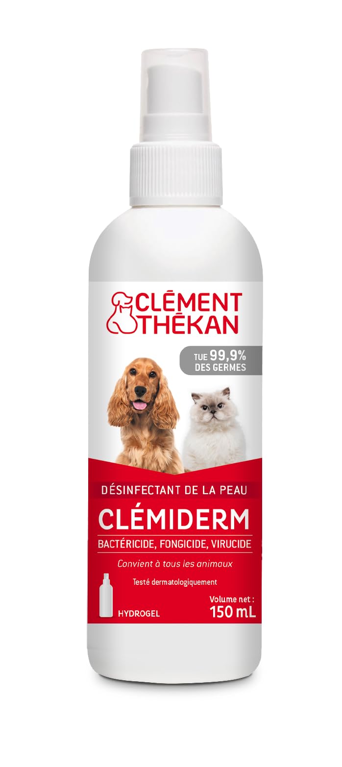 Clément Thékan - Spray désinfectant de la Peau pour Chiens, Chats et Autres Animaux - Clémiderm 150 ML