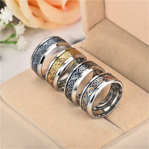 Image of HIJONES Unisex Carbide Fiber Celtic Dragon Spinner Ring Stainless Steel Wedding Spins Band