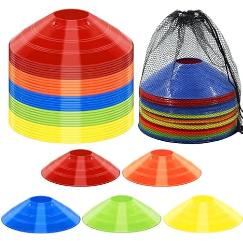 Jyongmer 30 Pcs Disc Cones Training Cones Agility Soccer Cones with Carry Bag for Training, Football, Basketball, Kids, Sports, Field Cone Markers and Other Sports and Games(5 Color) Cover