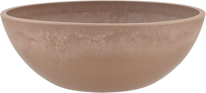 PSW Pot Collection M25TP 10-inch Plastic/Stone/Wood Composite Low Bowl Planter