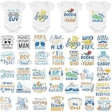 EoBeCy 36 Sheets Baby Shower Games Iron on Transfers for T-Shirts, Cute Baby Boy DTF Transfers Ready to Press Heat Transfers Vinyl, Iron on Patches Decals for Baby Clothes Bibs Bodysuit DIY Crafts