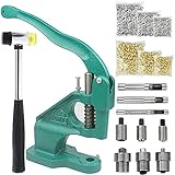 【Was Sie bekommen】 Das Paket beinhaltet: 1 robuste Handpresse für Ösen mit Ösen, 3 Stanzformen (Nr. 0: 1/4 Zoll, Nr. 2: 3/8 Zoll, Nr. 4: 1/2 Zoll) und 3000 Stück in 3 Größen ( 6, 10, 12 mm) silberfarbene/goldene Ösen, 500 Stück für jede Größe und jede Farbe und 1 Stück Doppelkopf-Gummihammer.