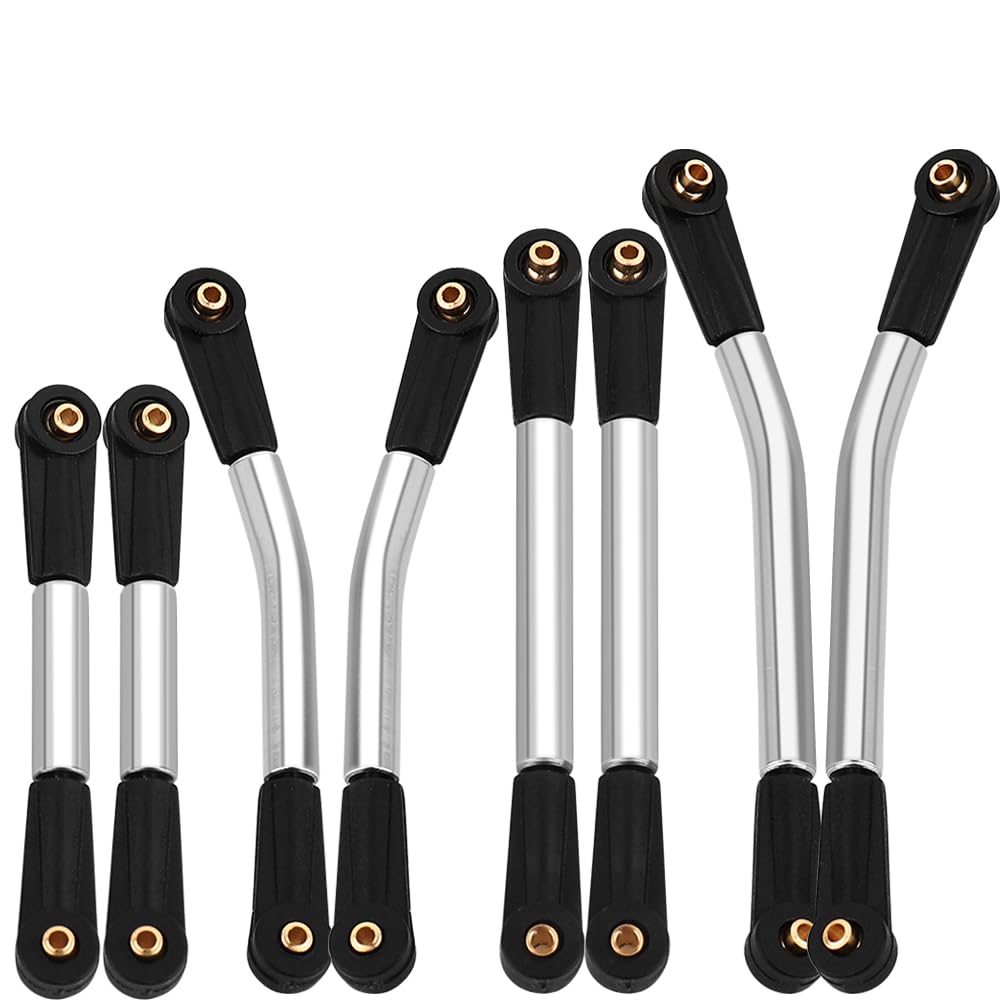 Pothyes High Clearance 4 Links Set Stainless Steel Linkage kit for Base Camp Axial SCX24 1/24 RC Crawler Upgrade Parts (C10 JLU Bronco)