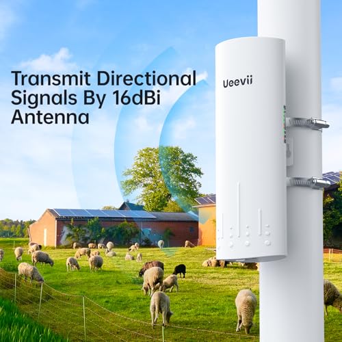 Image of Wireless Bridge, UeeVii CPE820 5.8G Point to Point for Starlink WiFi Extender Signal Booster with 16dBi Antenna, Long Range Up to 3KM, Plug and Play,24~48V PoE, IP65 Waterproof for Barn Shop,2-Pack