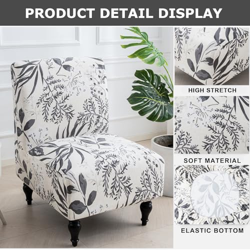 Image of Eco-Ancheng Armless Chair Slipcover Removable Armless Accent Chairs Covers Washable Armless Slipper Chair Slipcover Printed Armless Chair Furniture Protector Covers for Living Dining Room Hotel