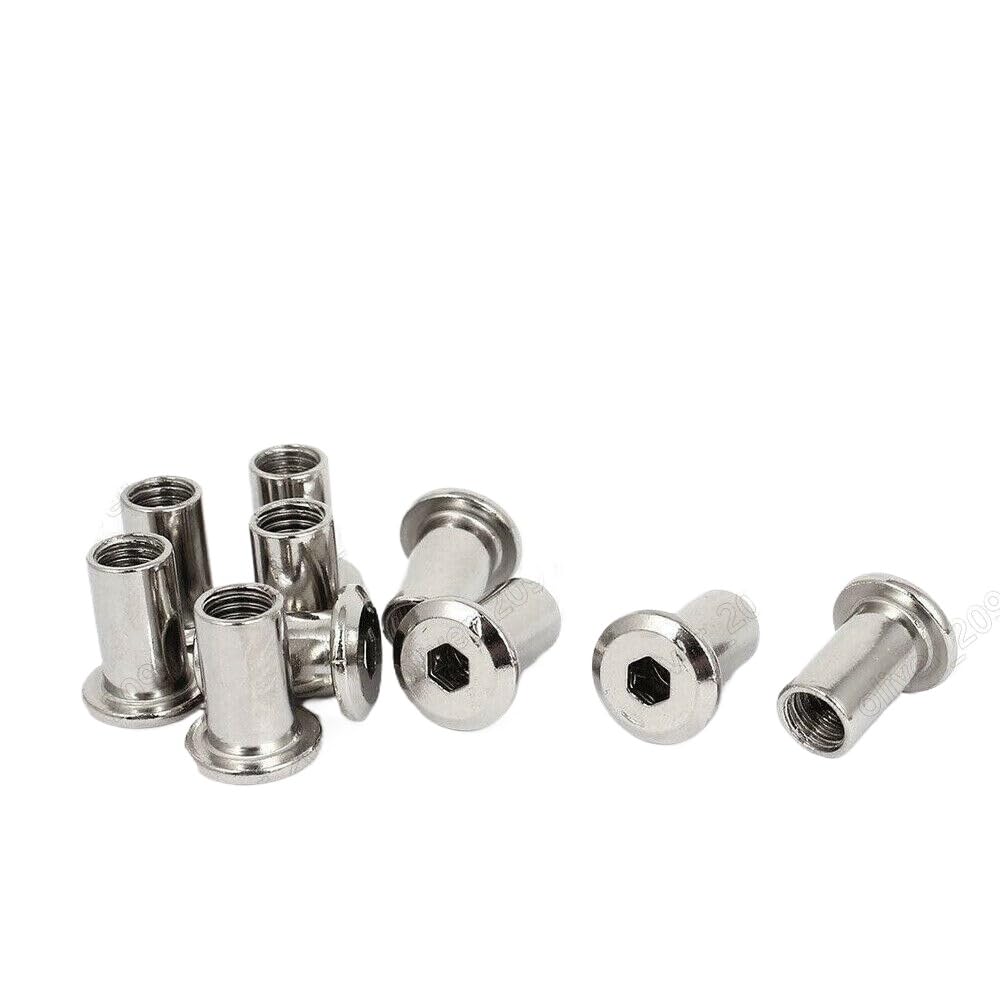 M3 M4 M5 M6 M8 M10 Nickel Rivet Cap Nuts Hex Socket Furniture Connector Barrel (M6 x 15mm,100)