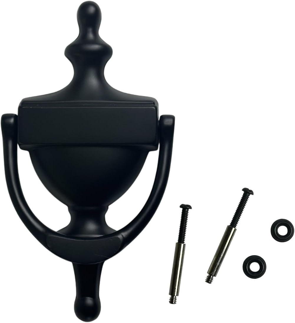 QCAA Solid Brass Door Knocker, 7", Matte Black, Made in Taiwan, 1 Pack 1 Pack Matte Black