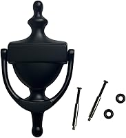 QCAA Solid Brass Door Knocker 7" Matte Black - Durable Corrosion-Resistant Hardware, Easy Install, Made in Taiwan