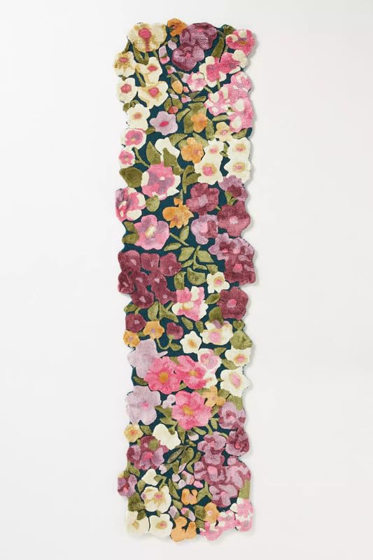 Luxury Hand Tufted Floral Wool and Silk Rug – Botanical Bloom Carpet, Vibrant Multi-Color Garden-Inspired Design, Soft & Plush for Living Room,