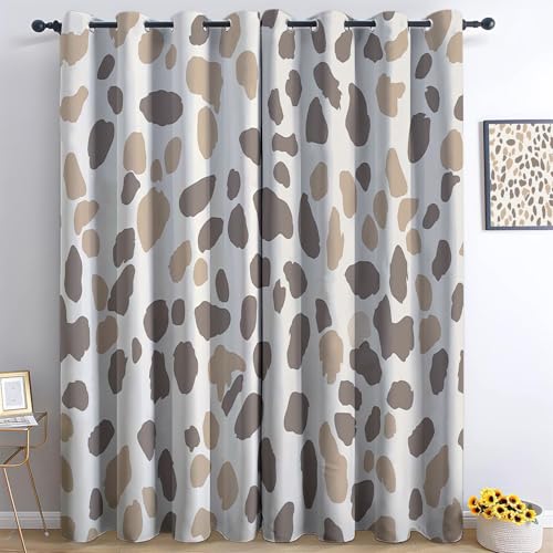 Genérico Cortinas Opacas Estampado De Leopardo Color Claro 117 x 138 cm Cortina Impresión 3D, Cortinas Dormitorio, Cortinas Salon Modernas, Cortina Termicas Aislantes con Ojales, 2 Piezas
