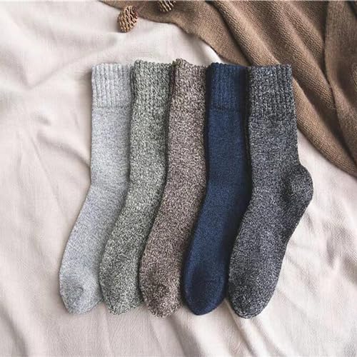 Wool Socks for Men 5 Pairs Winter Knit Warm Thick Vintage Hiking Cozy3