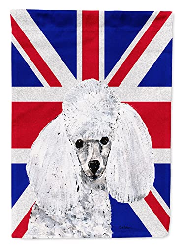 Caniche blanc et drapeau britannique Union Jack grand format grand pavillon - 2