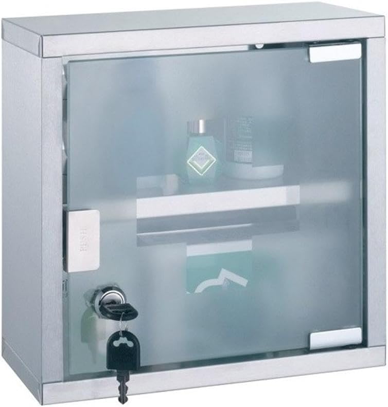 MSV 140489 Closet to Pharmacie Stainless Steel White and Glass 25 x 12 x 25 cm