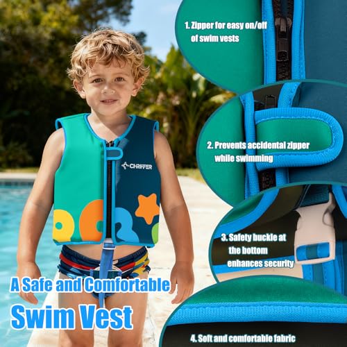 Chriffer Toddler Swim Vest Pool Floaties Jacket for 2-6 Years Old Boys and Girls, Kids Swimming Vests for 33-41lbs Babies on Beach, Boating — view 3