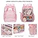 Esfoxes Clear School Backpack for Girls Women, Kids Teens Heavy Duty See Through College Bookbag Transparent School Bag (Light Pink)
