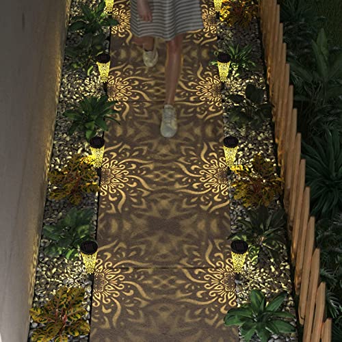 Gardencave 6 Pack Solar Lights Outdoor Garden Decorative Solar Garden Lights With Warm Light Waterproof Solar Pathway Landscape Lights For Path Patio Backyard Walkway Yard Garden Decor (Black, 6Pcs) #TOP1