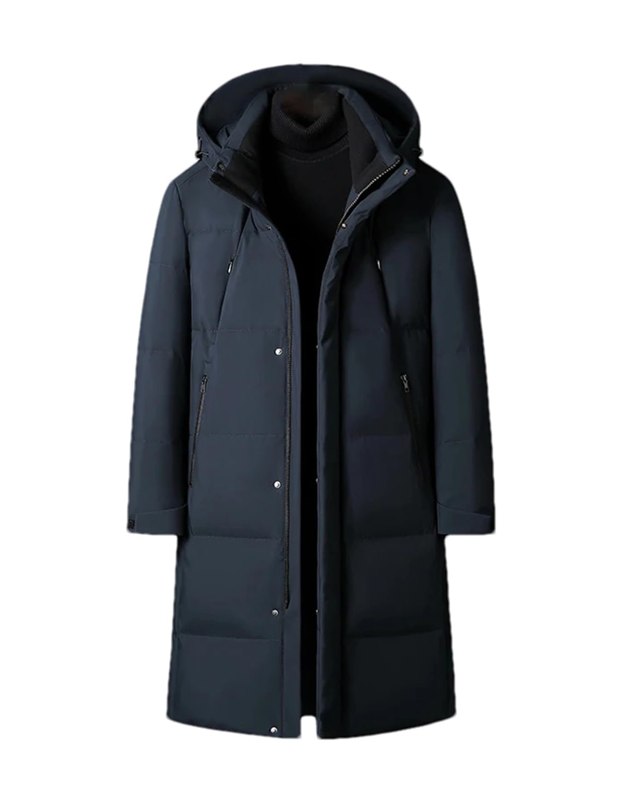 Winter Down Jackets For Men Long White Duck Down Coat Overcoat Hooded Thick Warm Black Parkas