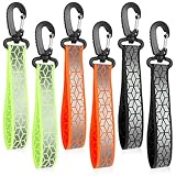 6 Pcs Reflective Straps, Glow in the Dark Safety Keychain Reflective Backpack Tags Night Reflector Pendants for Backpack Clothes Dog Collar Cycling Walking Running Climbing Camping(Green Orange Black)