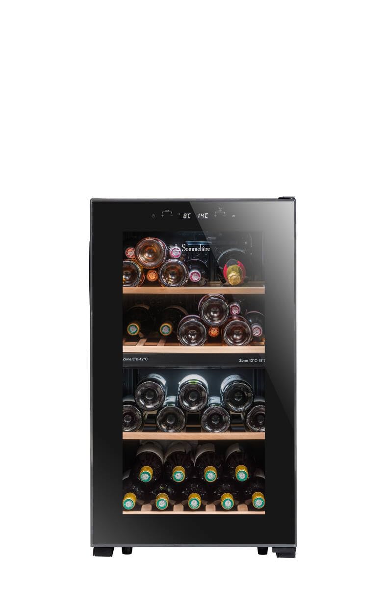 LA SOMMELIERE Cave de mise à température double zone LS51.2ZBLACK 50 Bouteilles