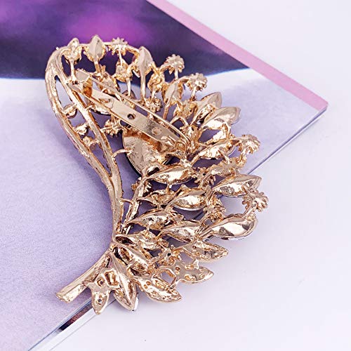 Image of SELOVO Rhinestone Crystal Big Large Brooch Pin Jewerly Accessory Gold Tone