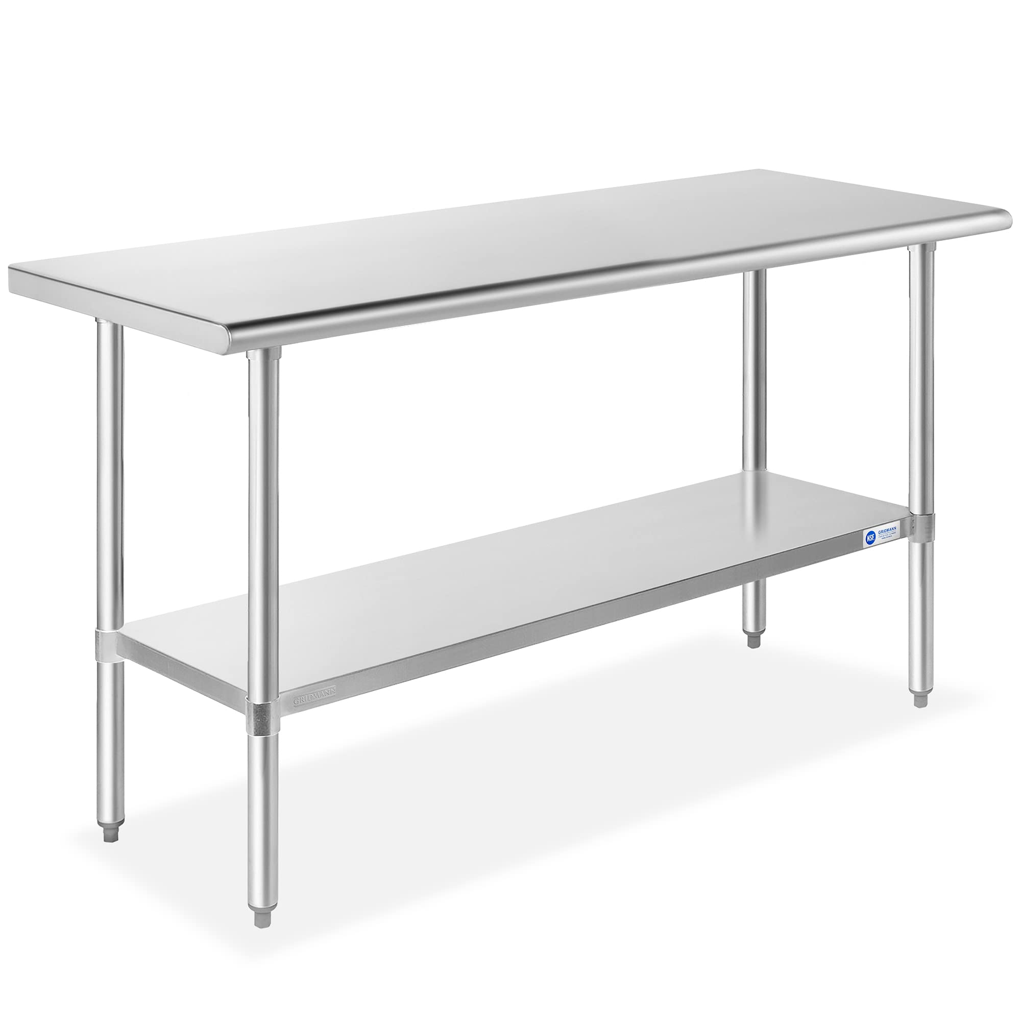 GRIDMANN Stainless Steel Work Table, 60x24 Inches NSF Kitchen Prep Table with Adjustable Under Shelf