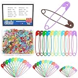 Glarks 440pcs 4.7 x 19mm Multicolore Sharp Edge Safety Pin Kit, 11 colori Pin di sicurezza in metallo, Pin di sicurezza pesanti alla rinfusa, Clip di sicurezza di fissaggio
