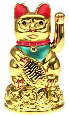 Preisvergleich Produktbild Krüger & Gregoriades 802050 - Winke-Katze, 11 cm, Gold