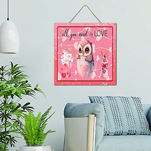 All You Need Is Love plaque en bois hiboux pour célébrer votre amour