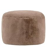Icon Milano Hocker, Mokkabraun, Kaninchen Kunstfell Stoff, Sitzsack Stuhl, Sitzpuff, Pouf Hocker mit Füllung, Fußhocker für das Wohnzimmer, Deko Wohnzimmer