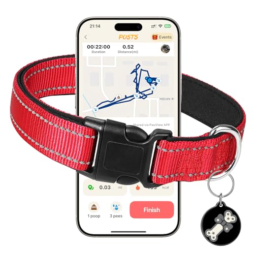 Collar reflectante para perro con hebilla ajustable, nylon rojo, talla S