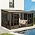Domi 10x12FT Wall Mounted Sunroom, Against Wall Solarium with Galvanized Steel Sloping Roof, Detachable PVC Screen, Lockable Sliding Door, Lean-to Gazebo Sun Room for Patio Deck