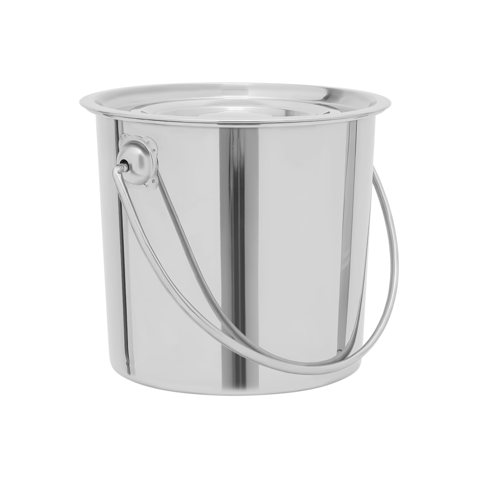 Cubo de acero inoxidable con tapa, cubo de cocina, cubo de comida con asa, cubo de cocina redondo, cubo para alimentos, productos químicos y detergentes, adecuado (6L)