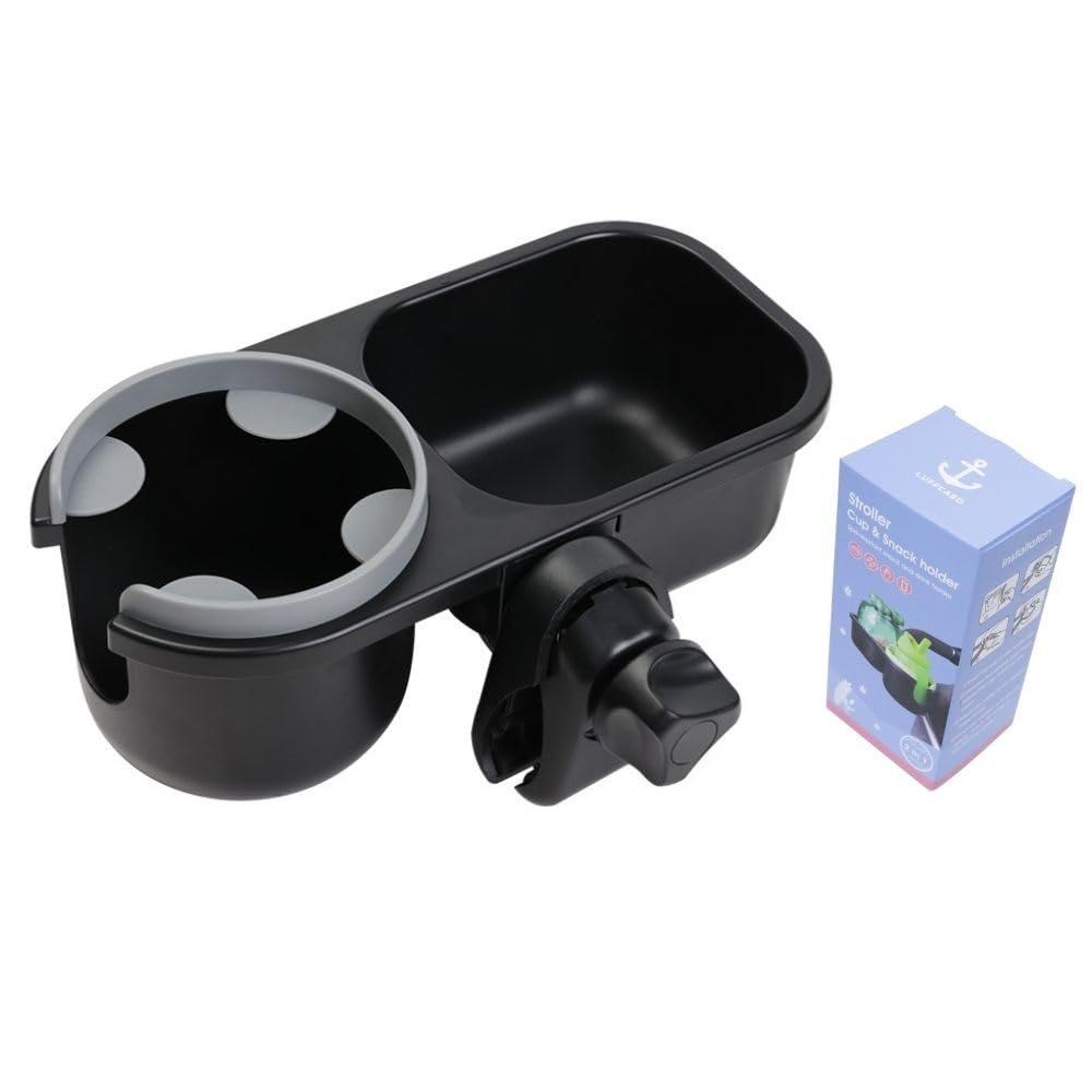 LUFFCABO Universelles Snacktablett mit Kinderwagen-Becherhalter, Snacktablett für Kinderwagen, Tablett-Aufsatz und Becherhalter als Kinderwagen-Zubehör